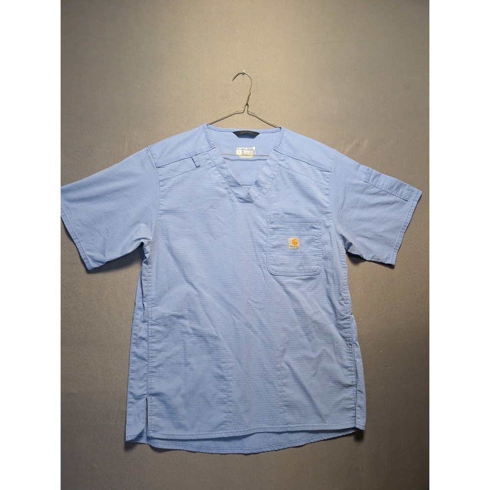 Carhartt Rugged Flex Ripstop Scrub Top Mens M Blue Modern Fit Durable Stretch